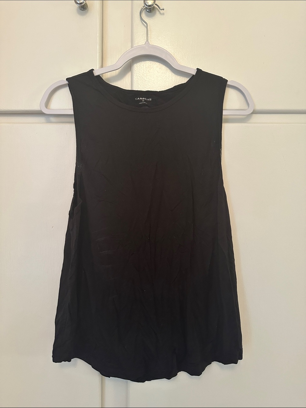 LIKE NEW Carbon 38 Black Workout Tank Sleeveless Distressed Cutout